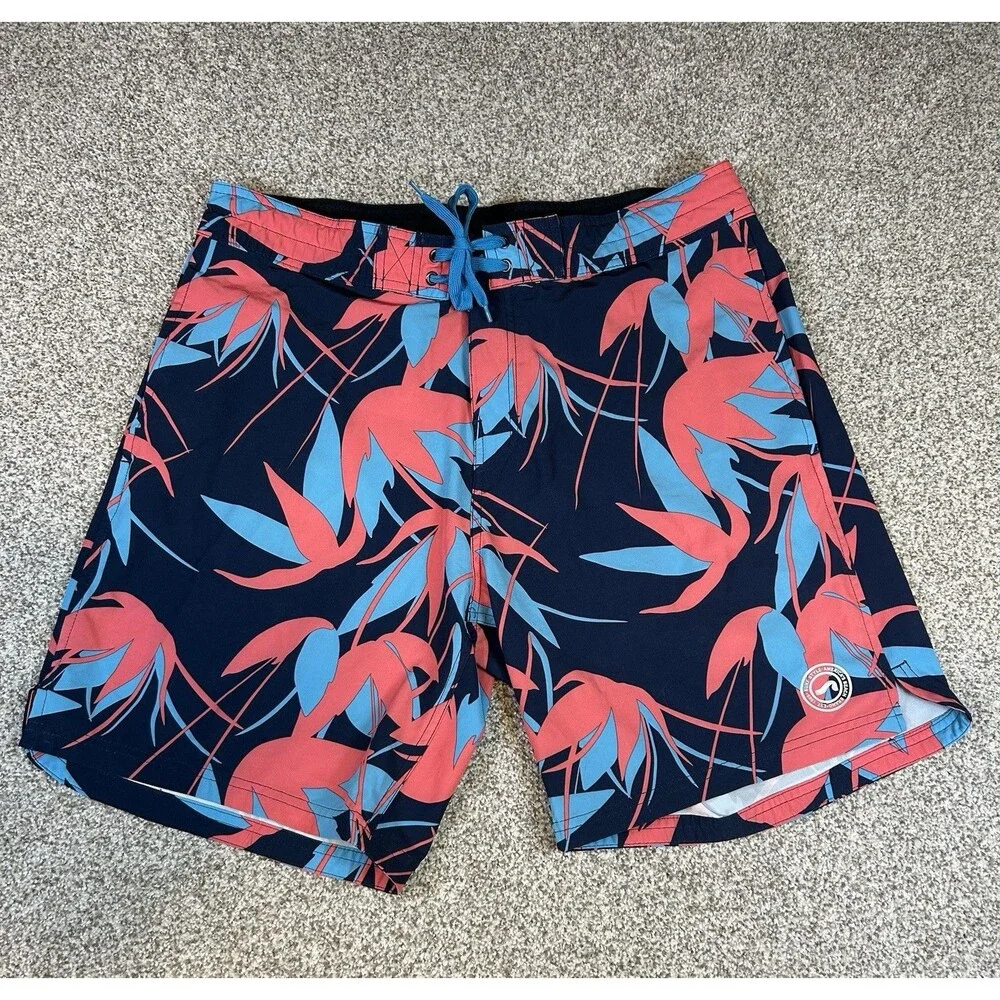 Vintage Surf Style 90's‎ Hawaiian Floral Beach Board Shorts Drawstring Retro 34